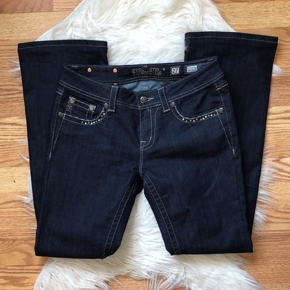NEW Miss Me Dark Easy Boot Cut Jeans 27 - Picture 3 of 5